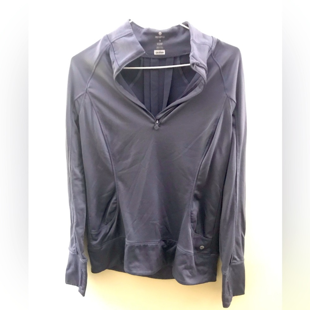 Blueish/purple pull over workout sweater. Apana. size small.